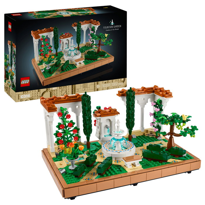 LEGO 10359 Icons Jardín con Fuente, Juego de Construcción, 1302 Piezas, para Adultos 18+