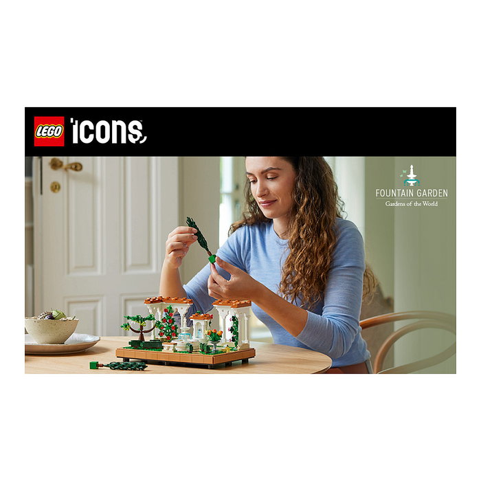 LEGO 10359 Icons Jardín con Fuente, Juego de Construcción, 1302 Piezas, para Adultos 18+