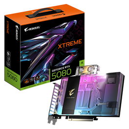 GIGABYTE AORUS GeForce RTX 5080 XTREME WATERFORCE WB 16G - Tarjeta Gráfica 16GB GDDR7, 256-bit, PCIe 5.0, Refrigeración Líquida, NVIDIA DLSS 4, Overclocked