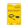 DeLOCK Cargador Inalámbrico Inductivo de 15W, Almohadilla de Carga Rápida 5W/7.5W/10W/15W para Smartphone y Reloj, Cable USB 1.5m, Negro