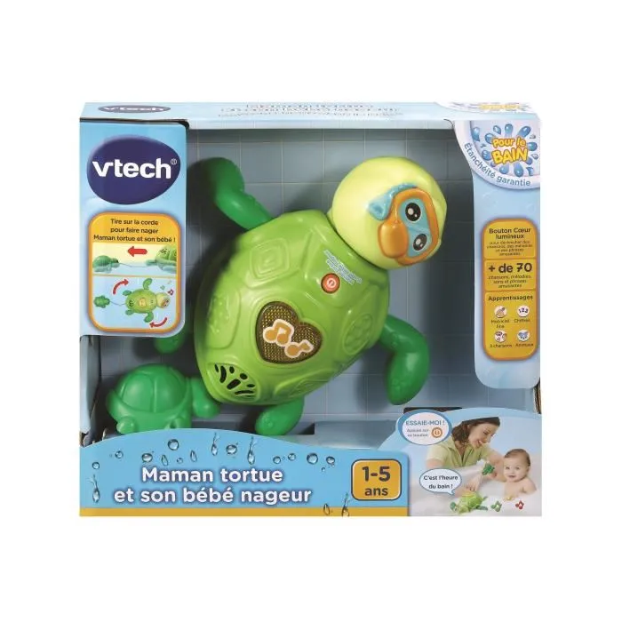 Vtech Baby Juguete de Baño Madre Tortuga y Bebé Nadador 1-5 Años con Melodías y Canciones