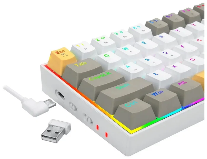 Redragon Draconic Pro K530 RGB Yellow Teclado Mecánico Inalámbrico 61 Teclas Layout Polaco