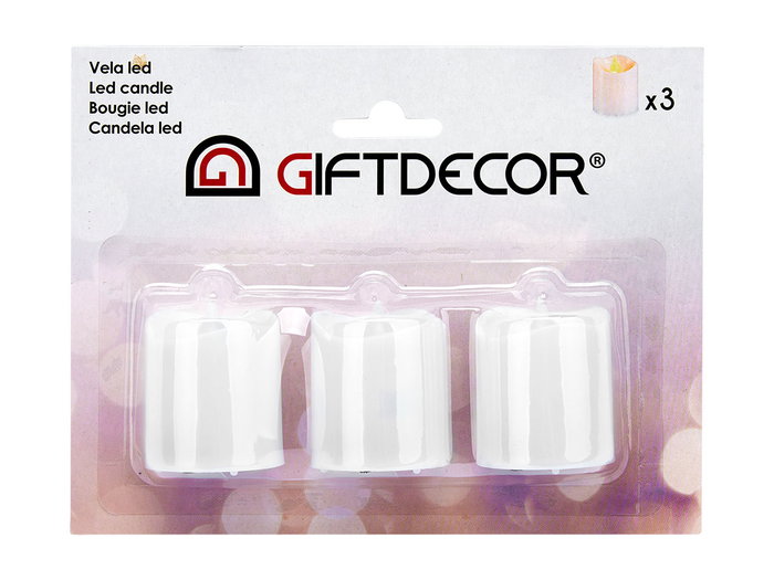 Giftdecor Set 3 Velas Led Taco Blanco Plástico 18x4x13.8cm (Set de 24) Giftdecor Set 3 Velas Led Taco Blanco Plástico 18x4x13.8cm (Set de 24)