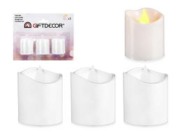 Giftdecor Set 3 Velas Led Taco Blanco Plástico 18x4x13.8cm (Set de 24)