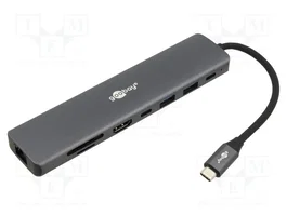 GOOBAY Hub USB con 8 puertos, USB 3.2, SD/microSD y Power Delivery 100W
