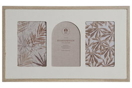 DKD Home Decor Marco Multifoto MDF y Cristal Beige para 3 Fotos
