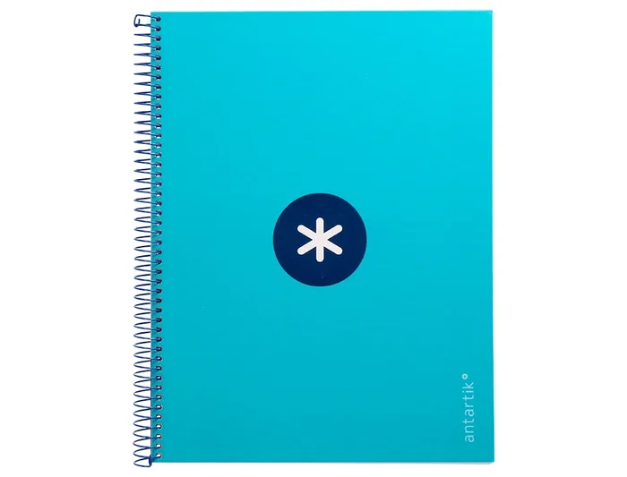 Antartik Cuaderno espiral A4 micro antartik tapa forrada 80h 90 gr cuadro 5mm turquesa