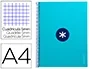 Antartik Cuaderno espiral A4 micro antartik tapa forrada 80h 90 gr cuadro 5mm turquesa