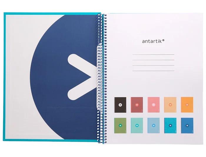 Antartik Cuaderno espiral A4 micro antartik tapa forrada 80h 90 gr cuadro 5mm turquesa