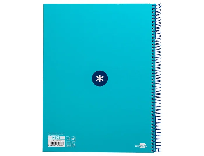 Antartik Cuaderno espiral A4 micro antartik tapa forrada 80h 90 gr cuadro 5mm turquesa
