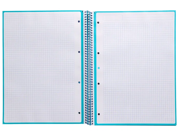 Antartik Cuaderno espiral A4 micro antartik tapa forrada 80h 90 gr cuadro 5mm turquesa