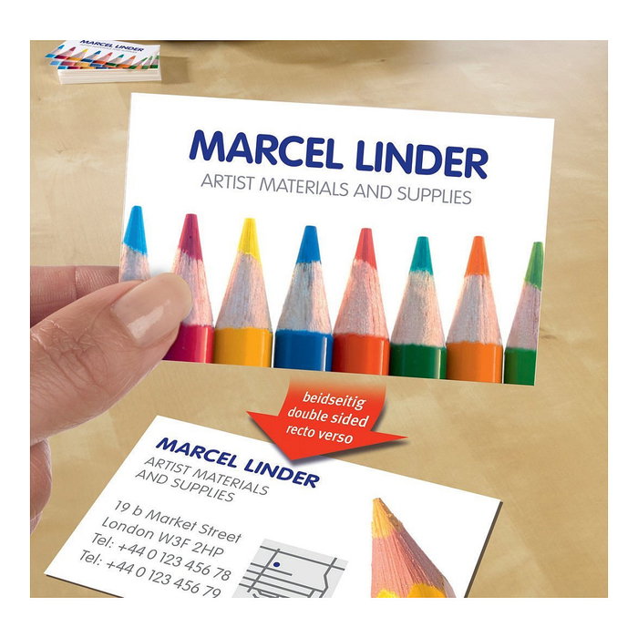 AVERY Zweckform Tarjetas de visita C32026-25 blanco satinado 270 g/qm, 250 unidades de pack de tarjetas de visita