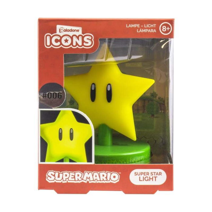 Paladone Lámpara Icon Super Mario Estrella 10cm Alimentación Pilas AAA