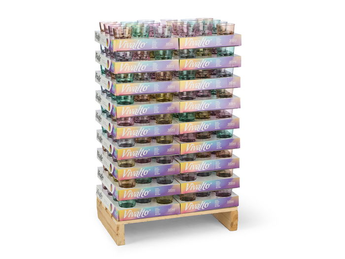 Vivalto Vaso de Vidrio 300 ml, Surtido de 6 Colores (Amarillo, Azul, Naranja, Morado, Rosa, Verde), Pintado por Fuera, Apto Lavavajillas (Set de 198) Vivalto Vaso de Vidrio 300 ml, Surtido de 6 Colores (Amarillo, Azul, Naranja, Morado, Rosa, Verde), Pintado por Fuera, Apto Lavavajillas (Set de 198)