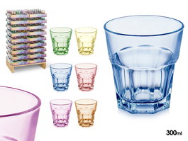 Vivalto Vaso de Vidrio 300 ml, Surtido de 6 Colores (Amarillo, Azul, Naranja, Morado, Rosa, Verde), Pintado por Fuera, Apto Lavavajillas (Set de 198)