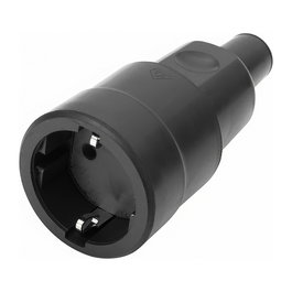 Bachmann Conector Vollgummikupplung CEE7/3 IP44 VDE, Knickschutz montierbar, Color Negro