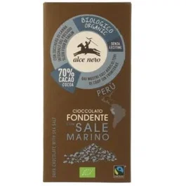 ALCE NERO Chocolate Negro Con Sal Marina Tableta 50 Gr Bio