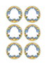 Hermia LMN002 Juego de Platos de Servicio Cerámica 26cm (6 Piezas) Blanco, Azul, Dorado y Verde