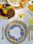 Hermia LMN002 Juego de Platos de Servicio Cerámica 26cm (6 Piezas) Blanco, Azul, Dorado y Verde