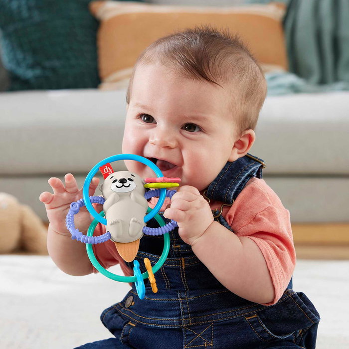 Fisher-Price Hjw12 Nutria Anillos Mordedores: Juguete Sensorial, Sonajero con Textura y sin BPA para Bebés +3 meses