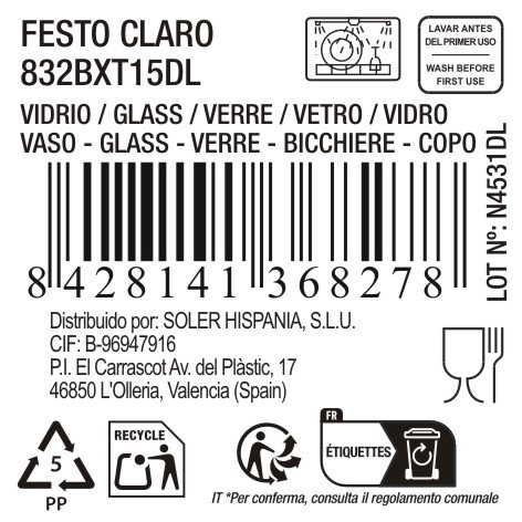 La Mediterranea Vaso Festo Claro 350cc