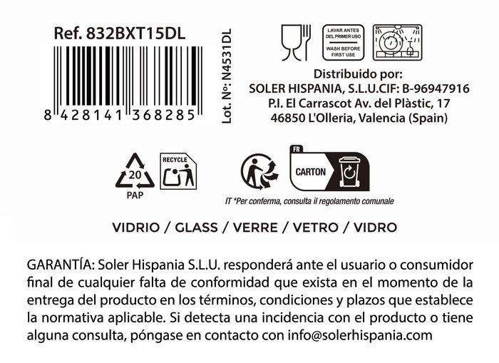 La Mediterranea Vaso Festo Claro 350cc La Mediterranea Vaso Festo Claro 350cc