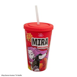 Netflix Kpop Demon Hunters Tumbler Reutilizable con Pajita - Mira Reina de las Especias, Vaso para Bebidas Frías con Tapa, Coleccionable Anime
