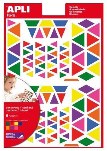 Apli Gomets de triángulos multicolor, 720 unidades