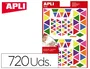 Apli Gomets de triángulos multicolor, 720 unidades