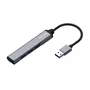 AISENS Hub USB 3.0 de Aluminio 4x Tipo A, Gris, 10cm