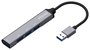 AISENS Hub USB 3.0 de Aluminio 4x Tipo A, Gris, 10cm