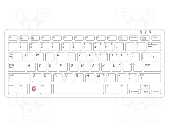 RASPBERRY PI Teclado con distribución US, Negro/Gris