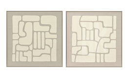 DKD Home Decor Cuadro Abstracto con Acabado de Espuma en Lino y MDF (Pack de 2)
