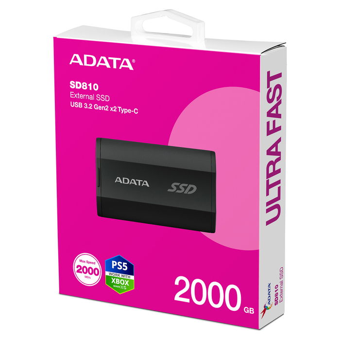 ADATA SD810 SSD Externo 2 TB USB-C 3.2 Gen 2x2 (2000 MB/s) Negro