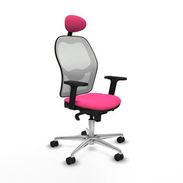 PIQUERAS Y CRESPO Silla de oficina Jorquera con mecanismo Sincro, Rosa y Blanco