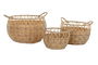 DKD Home Decor Cesta Basicos Natural Set de 3, Set de 3 Cestas de Almacenamiento Hechas a Mano en PE y Metal, 38 x 38 x 34 cm