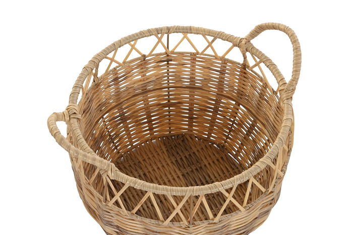 DKD Home Decor Cesta Basicos Natural Set de 3, Set de 3 Cestas de Almacenamiento Hechas a Mano en PE y Metal, 38 x 38 x 34 cm