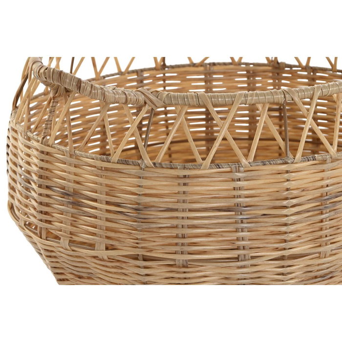 DKD Home Decor Set de 3 Cestas de PE y Metal Natural
