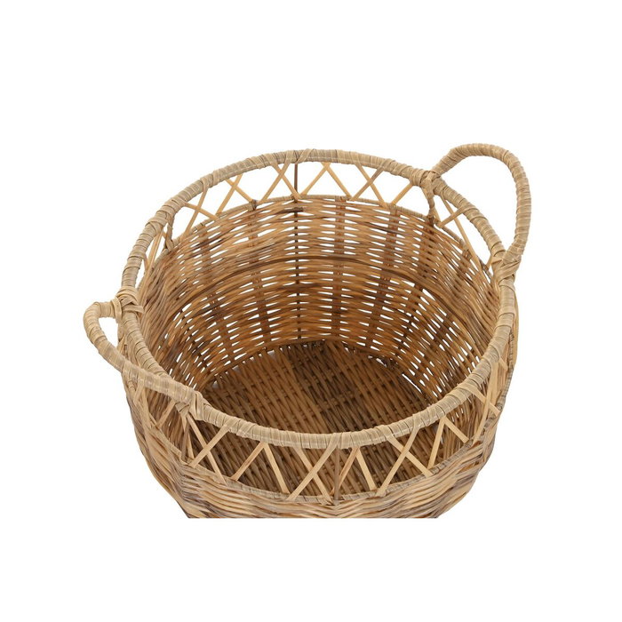 DKD Home Decor Set de 3 Cestas de PE y Metal Natural