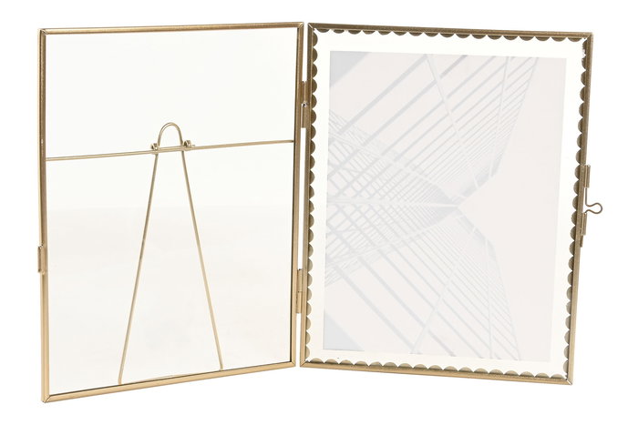 DKD Home Decor Marco de Fotos 15x20 Dorado Metal y Cristal Pack 4 Unidades 23 x 18 x 1 cm