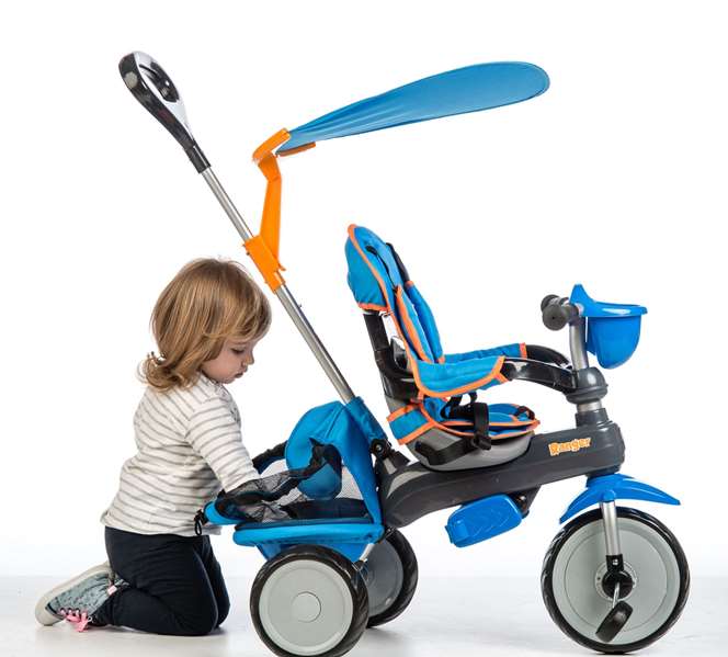 Ociotrends - Triciclo Ranger Acolchado con Capota y Bolso, Edad 10-36 Meses (76x50x96cm), Azul