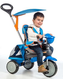 Ociotrends - Triciclo Ranger Acolchado con Capota y Bolso, Edad 10-36 Meses (76x50x96cm), Azul