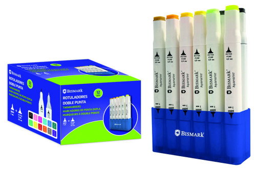 Bismark Estuche 12 Rotuladores Doble Punta 0.5mm y 3mm 12 Colores Ref. 331978 Bismark Estuche 12 Rotuladores Doble Punta 0.5mm y 3mm 12 Colores Ref. 331978