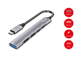 EQUIP HUB USB-C 3.2 LIFE 2 PUERTOS USB 2.0 1 PUERTO USB 3.0 1 PUERTO USB-C + 1 PUERTO USB C PD 100W CARCASA DE ALUMINIO
