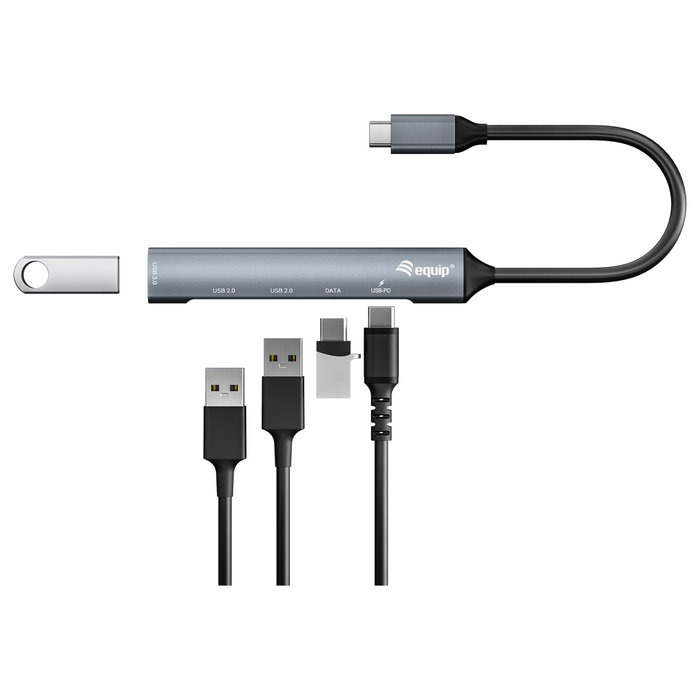 Equip Hub USB-C 5 Puertos con Carga PD 100W y Carcasa de Aluminio Plata Equip Hub USB-C 5 Puertos con Carga PD 100W y Carcasa de Aluminio Plata