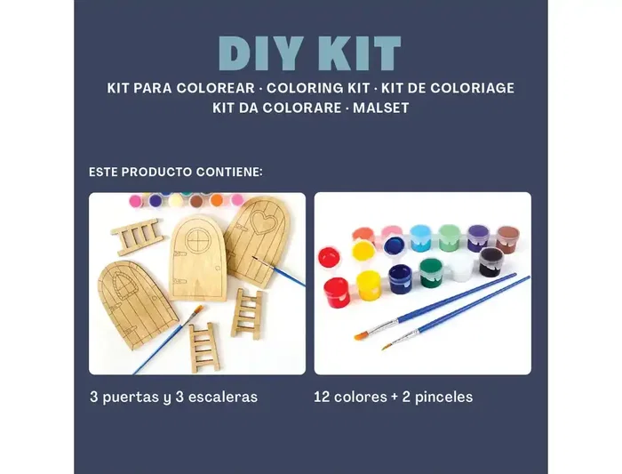 Wondee Kit para Colorear Figuras de Madera Sostenible con 12 Colores y Brochas para Niños, Fomenta Creatividad y Motricidad