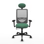 PIQUERAS Y CRESPO Silla de oficina Zulema con mecanismo Sincro/Traslack, Verde esmeralda y Gris
