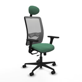 PIQUERAS Y CRESPO Silla de oficina Zulema con mecanismo Sincro/Traslack, Verde esmeralda y Gris