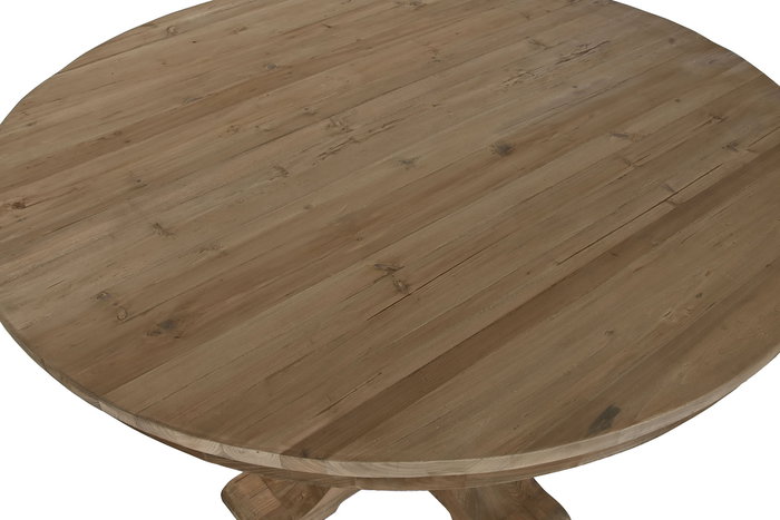 DKD Home Decor Mesa Redonda Comedor Shabby 140 x 76 x 140 cm Madera Reciclada y Abeto