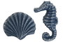 DKD Home Decor Pomo Mediterraneo Azul Hierro Colado 3 x 8 x 4 cm (12 Unidades)